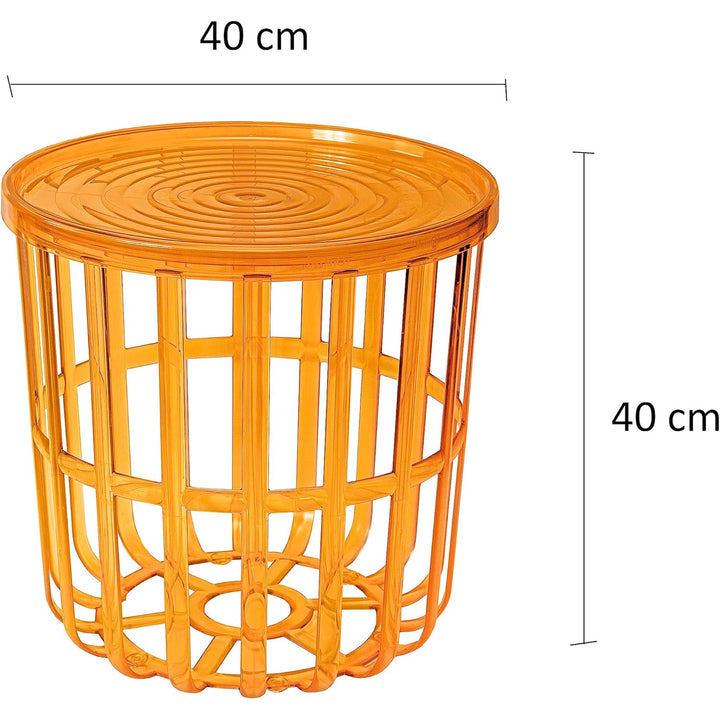 Table Branq, ronde, avec panier de rangement, miel, zen 1850