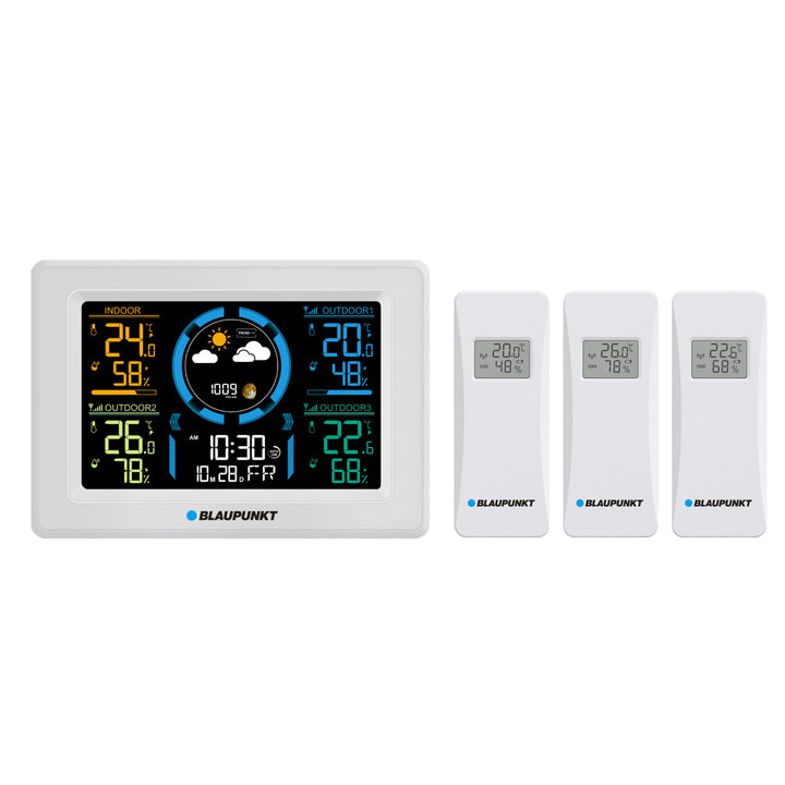 Station météo Blaupunkt, hygromètre, pression, prévisions, 3 capteurs, WS40WH