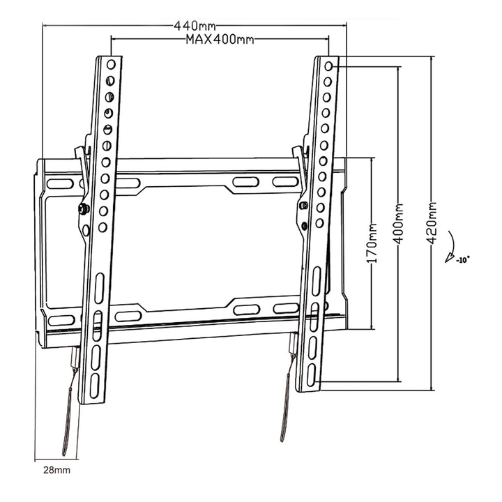 Maclean MC-412 TV-beugel max VESA 400x400 32-70" 45kg kantelverstelling +0°~-10°