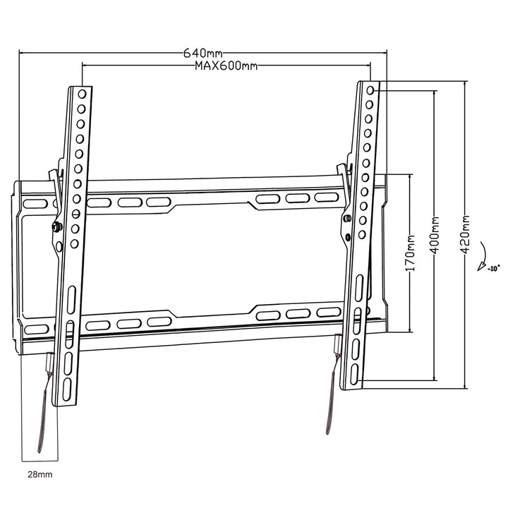 Maclean MC-413 TV-beugel max VESA 600x400 32-80" 45kg kantelverstelling +0°~-10°