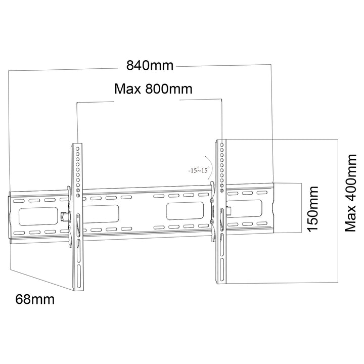 Maclean MC-422 TV-beugel max VESA 800x400 43-100" 120kg kantelverstelling +15°~-15°