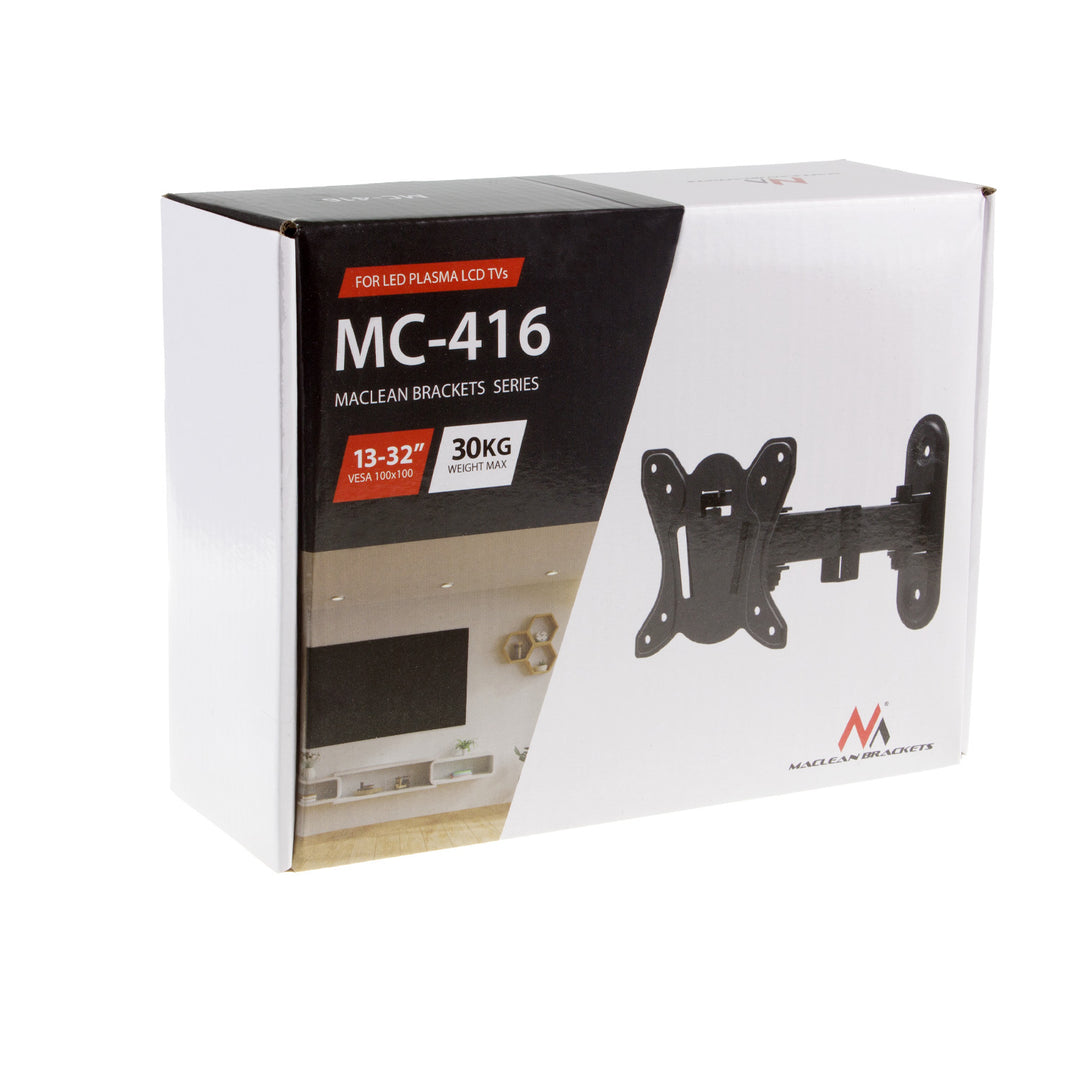 Maclean MC-416 Ondersteuning voor TV of monitor max. VESA 100x100 13-32" 30kg zwart