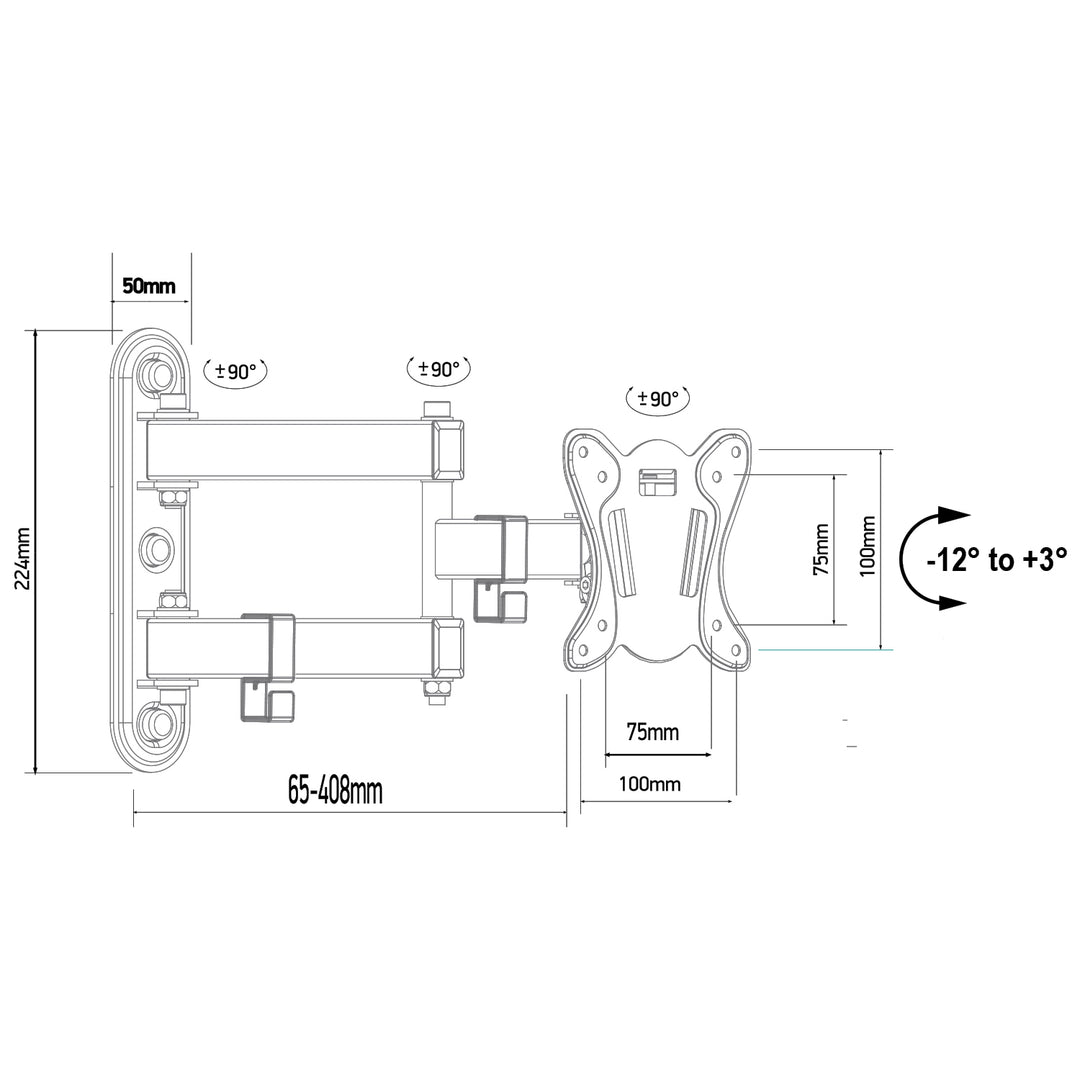 Maclean MC-417 Ondersteuning voor TV of monitor max. VESA 100x100 13-32" 30kg zwart