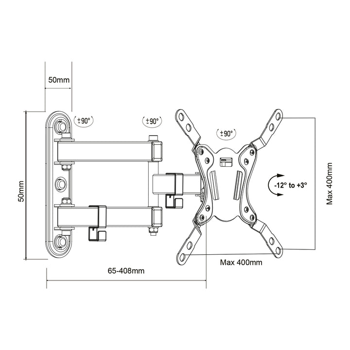 Maclean MC-418 Support pour TV ou moniteur max. VESA 200x200 23-43" 30kg noir