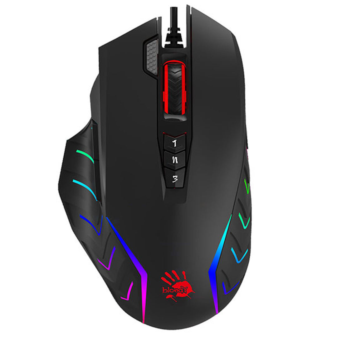 Souris de jeu A4TECH, USB, 8000 DPI, patins métalliques, J95 RGB Pixart (Activé)