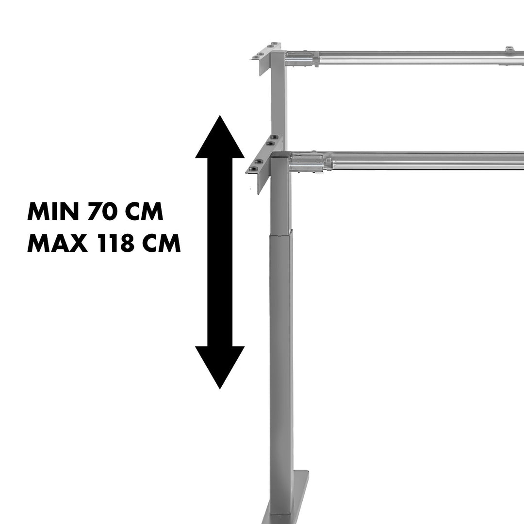 Bureau Maclean, réglage manuel de la hauteur, sans plateau, pour debout et assis, max 60kg, hauteur max 120cm, MC-790NG