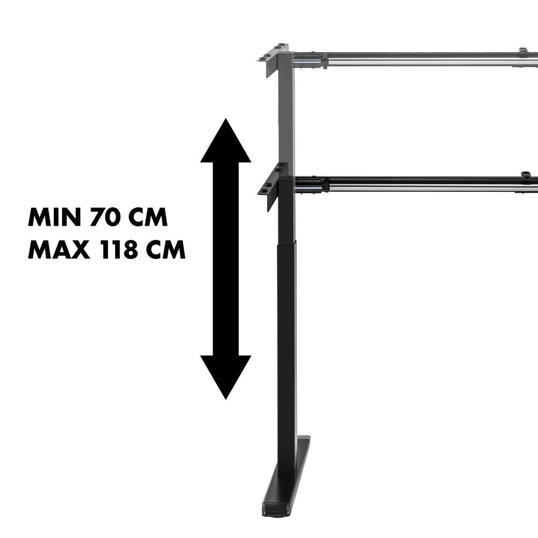 Maclean Bureau, Handmatige Hoogteverstelling, Zonder Blad, Voor Staan en Zitten, Max. 60kg, Max. Hoogte 120cm, MC-790NB