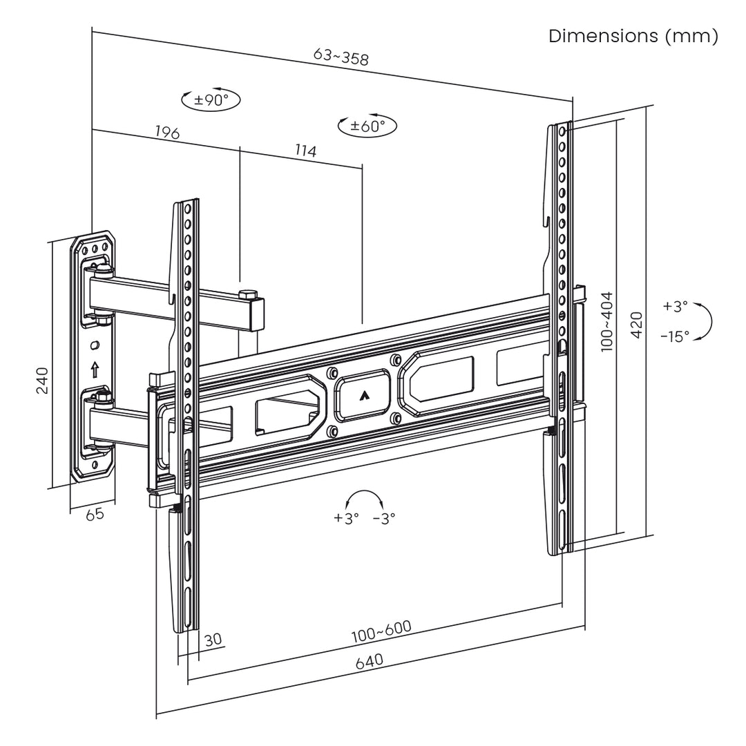 Support TV Maclean, max VESA 600x400, 37-70", 35kg, MC-798N