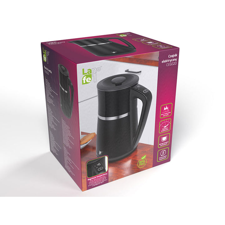Bouilloire sans fil avec contrôle de la température et double paroi LAFE 1.7L CEG020 noir