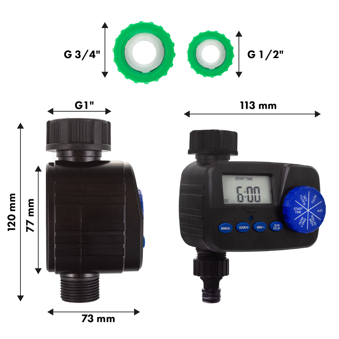 Programmateur d'arrosage électronique GreenBlue, programmateur, alimentation 2x1.5V AA, GB390