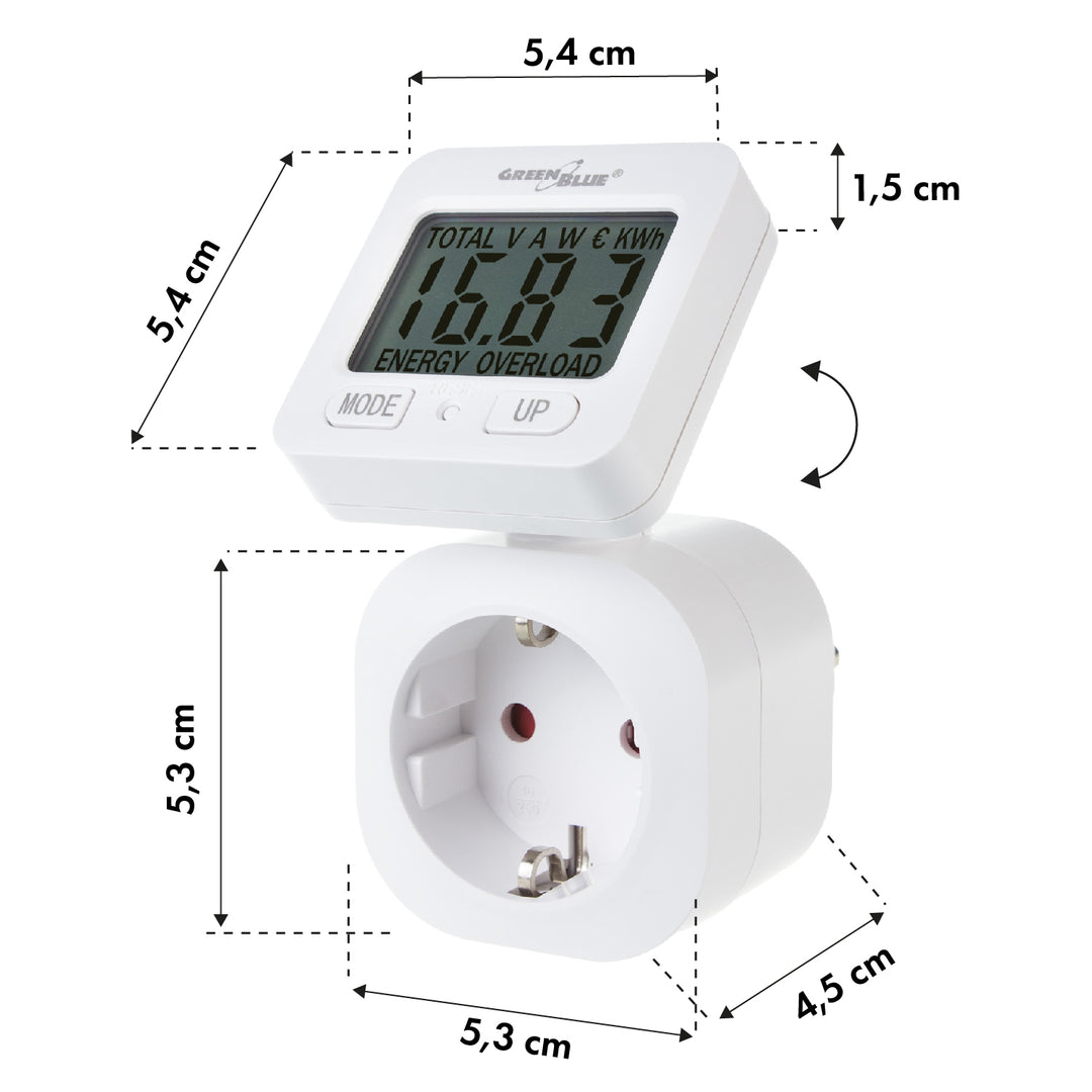 GreenBlue GB615 F Wattmeter energiemeter 16A max. 3680W secundair geheugen