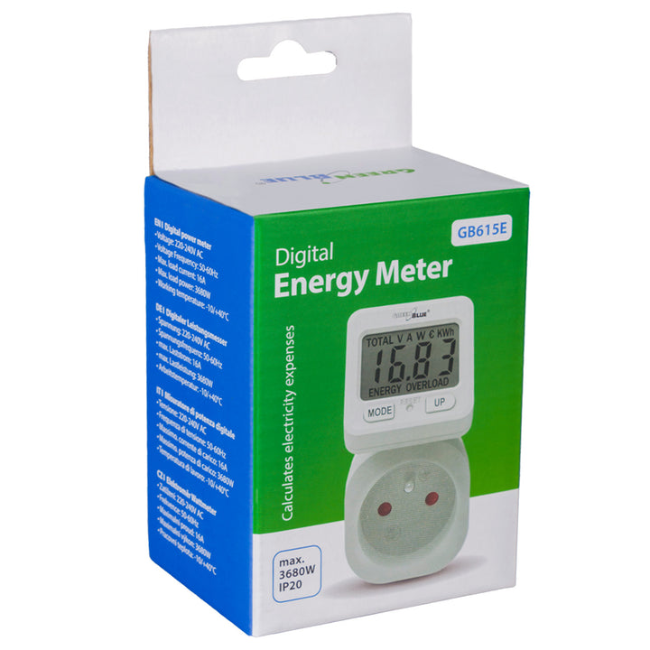 GreenBlue GB615 E Energiemeter wattmeter 16A max. 3680W secundair geheugen