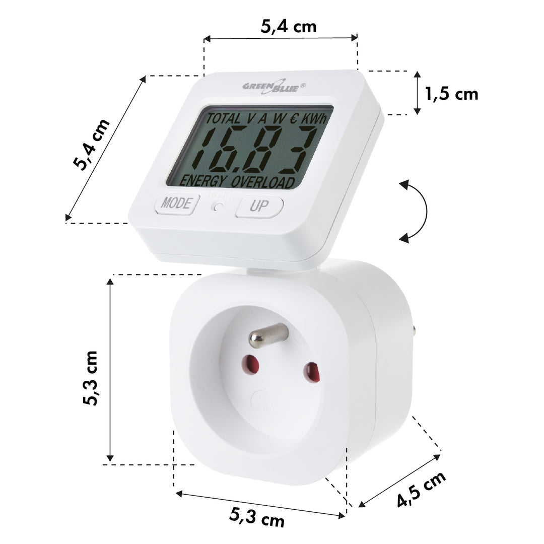 GreenBlue GB615 E Energiemeter wattmeter 16A max. 3680W secundair geheugen