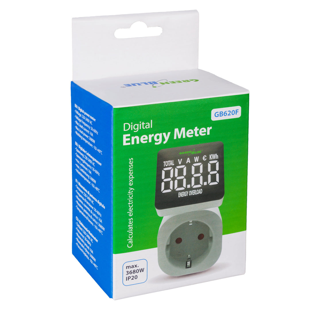 GreenBlue GB620 F Wattmeter energiemeter 16A max. 3680W secundair geheugen