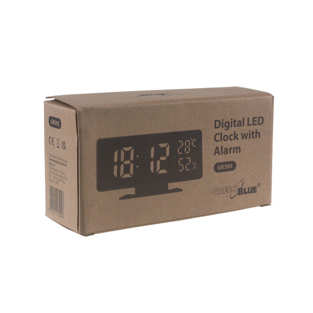 GreenBlue GB395 Horloge avec alarme et thermomètre hygromètre noir