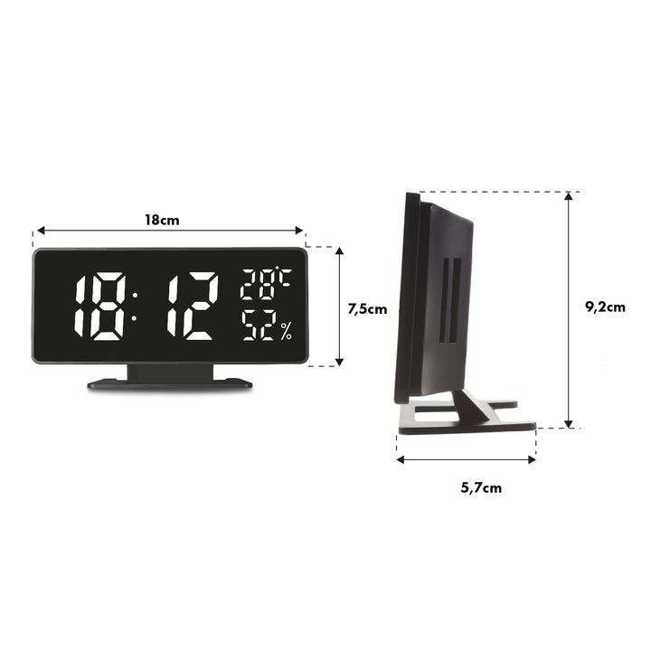GreenBlue GB395 Horloge avec alarme et thermomètre hygromètre noir