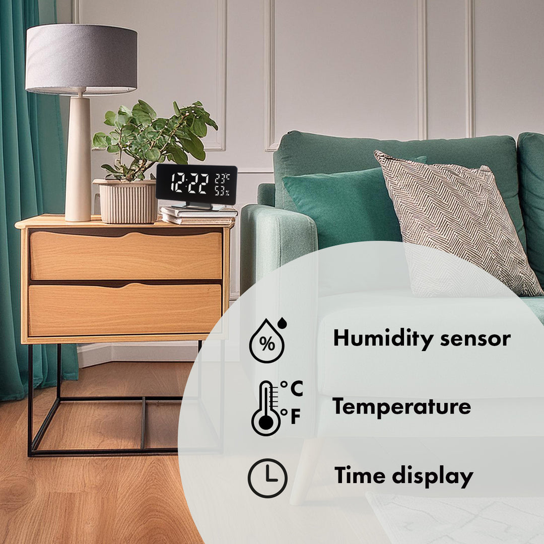 GreenBlue GB395 Horloge avec alarme et thermomètre hygromètre noir