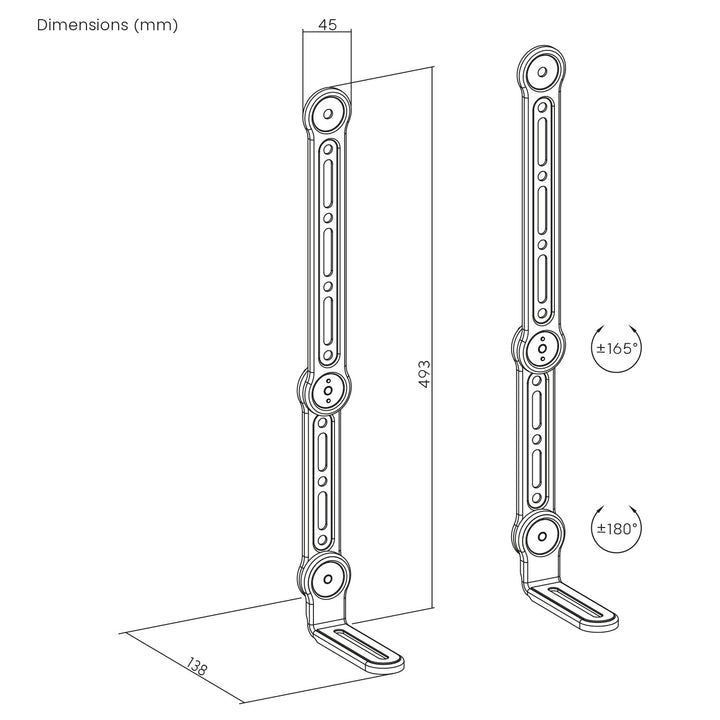 Maclean Support universel VESA pour barre de son, 15kg max, MC-334