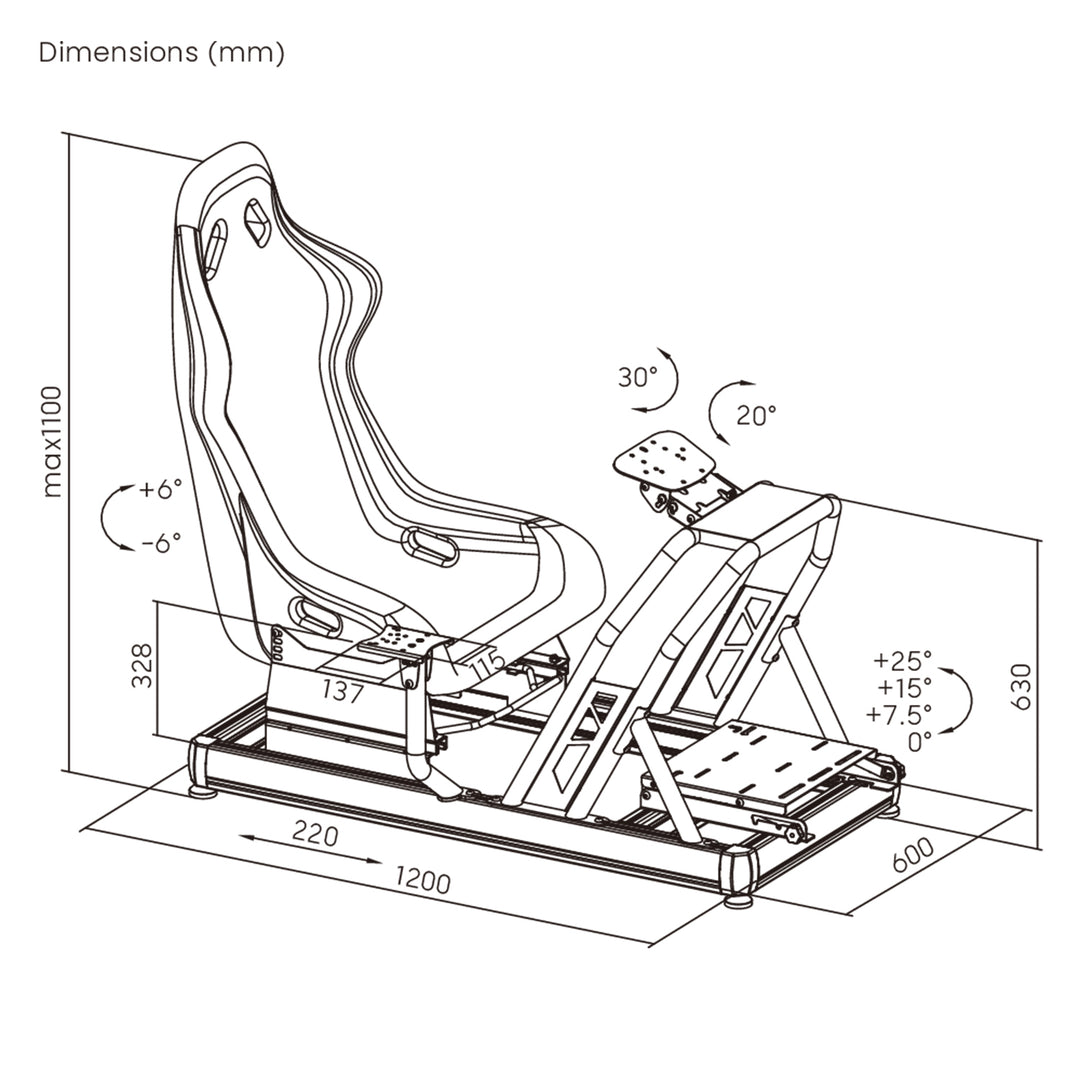 NanoRS Racing Wheel Stand met stoel, max. 120 kg, RS423