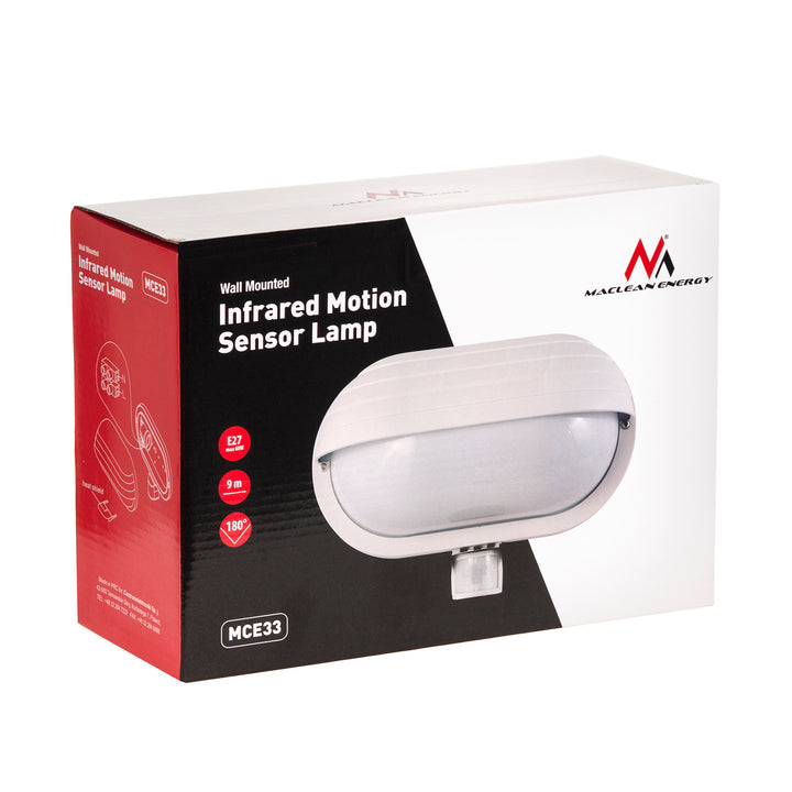 Maclean wandlamp, met PIR-sensor, max. 60W, 180°, MCE33 W + LED 4W