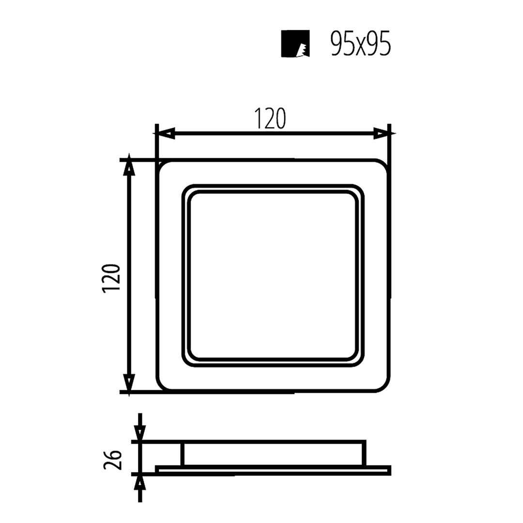 Maclean MCE373 S/MCE378 S SLIM inbouw LED plafondplaat 9W neutraal wit 4000K 120x120x26mm 900lm + adapter voor opbouwmontage