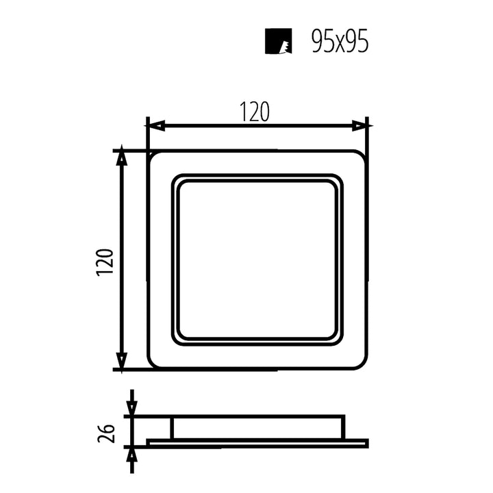 Maclean MCE373 S/MCE378 S SLIM inbouw LED plafondplaat 9W neutraal wit 4000K 120x120x26mm 900lm + adapter voor opbouwmontage