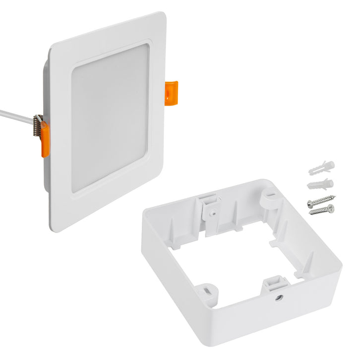 Maclean MCE373 S/MCE378 S SLIM inbouw LED plafondplaat 9W neutraal wit 4000K 120x120x26mm 900lm + adapter voor opbouwmontage