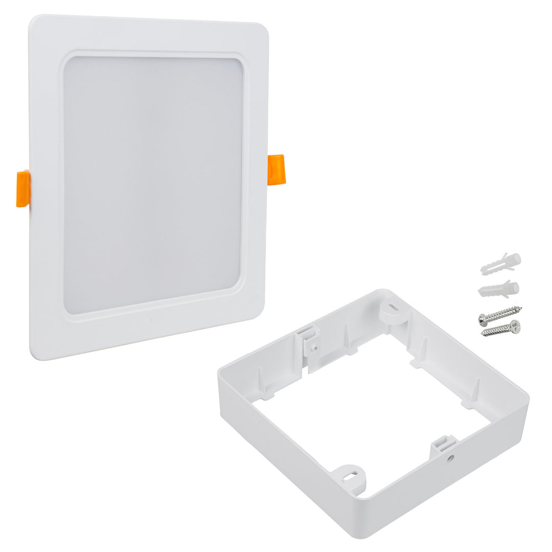 Maclean MCE374 S/MCE379 S SLIM inbouw LED plafondplaat 18W neutraal wit 4000K 170x170x26mm 1800lm + adapter voor opbouwmontage