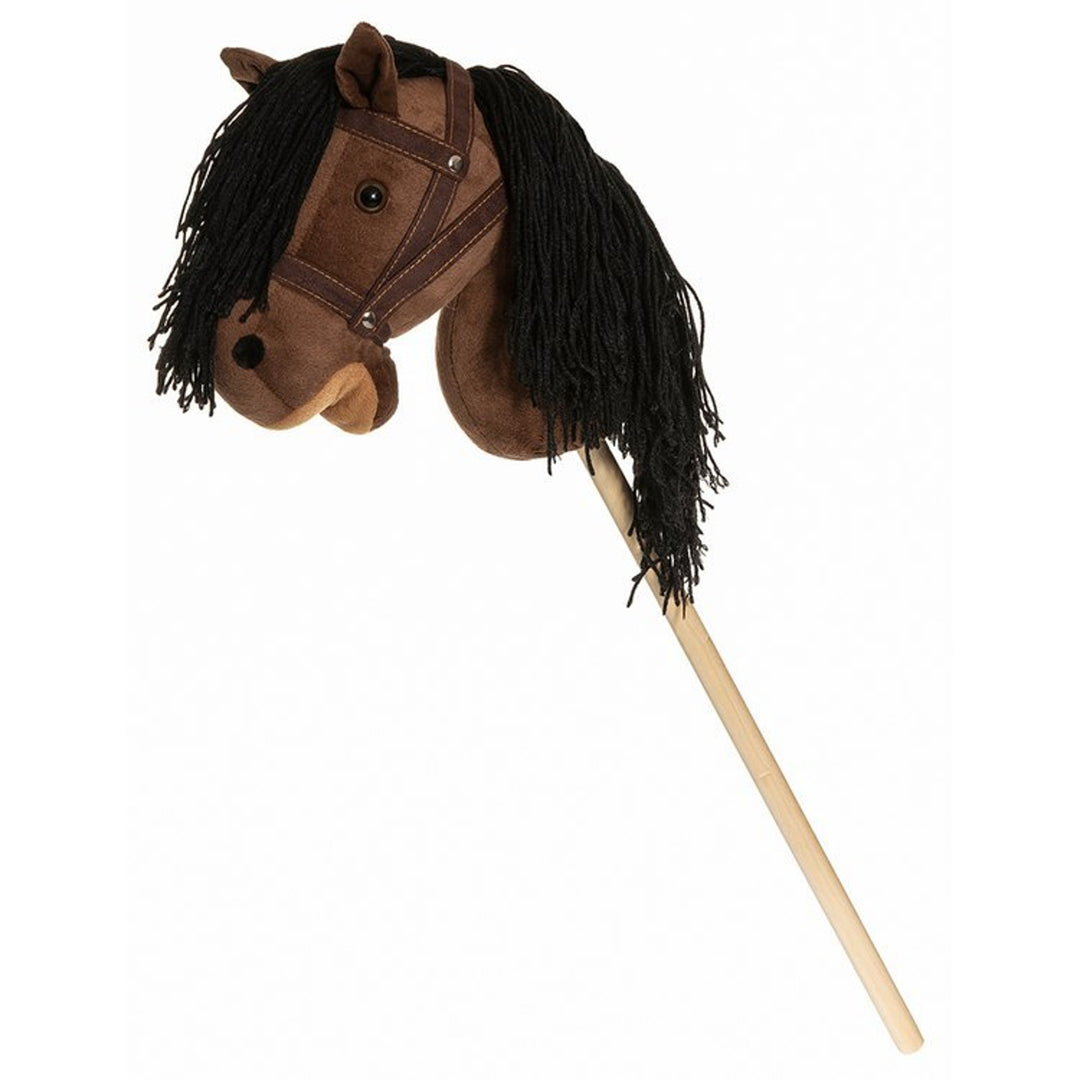 Teddykompaniet T-TED-03002 Cheval en peluche bâton en bois, rênes, 80 cm,