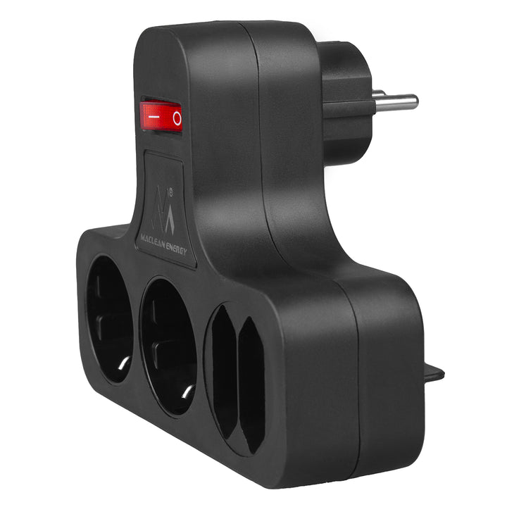 Maclean MCE224 G/B  Prise de courant quadruple avec interrupteur marche/arrêt pied stabilisateur type schuko 2x2,5A, 2x16A