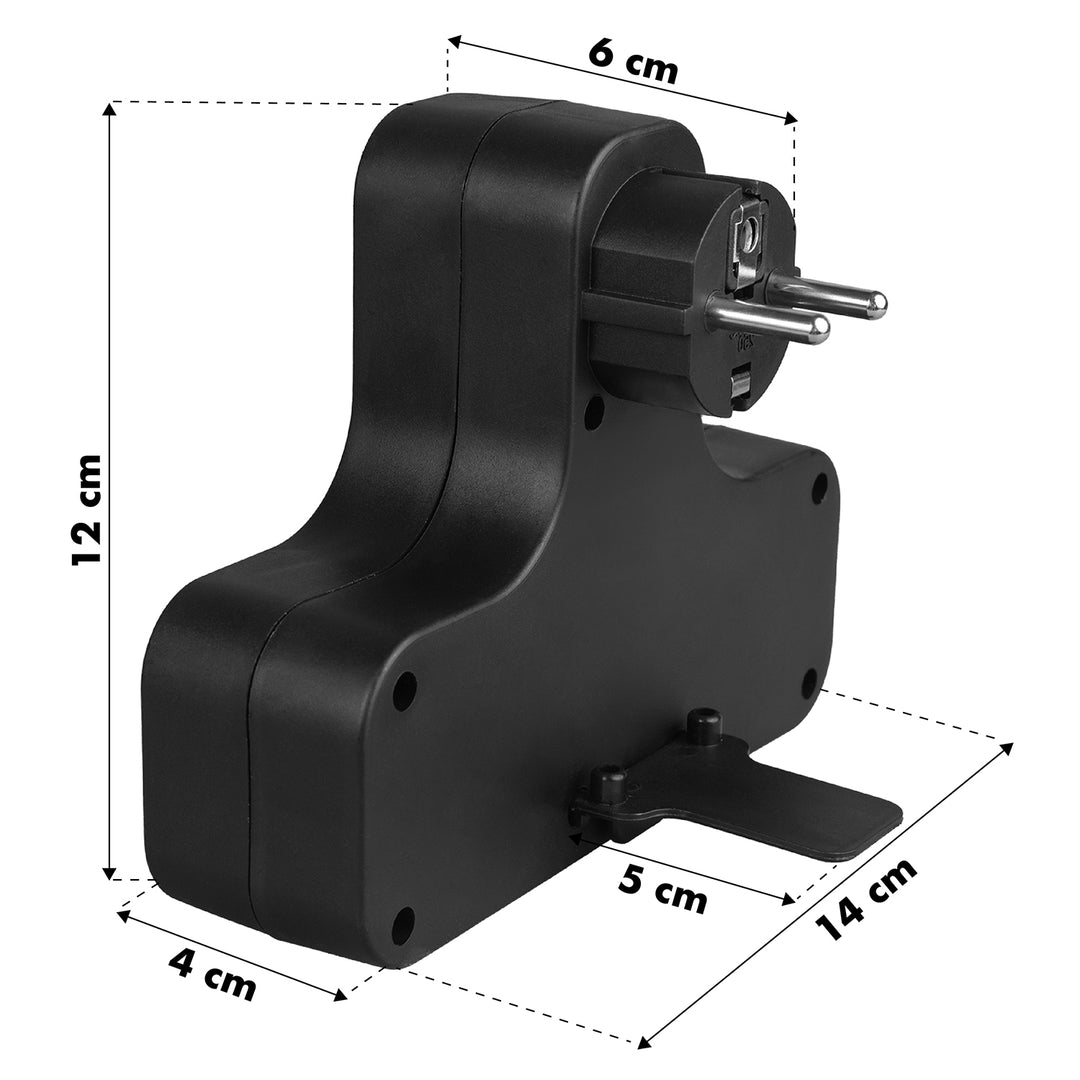 Maclean MCE224 G/B  Prise de courant quadruple avec interrupteur marche/arrêt pied stabilisateur type schuko 2x2,5A, 2x16A