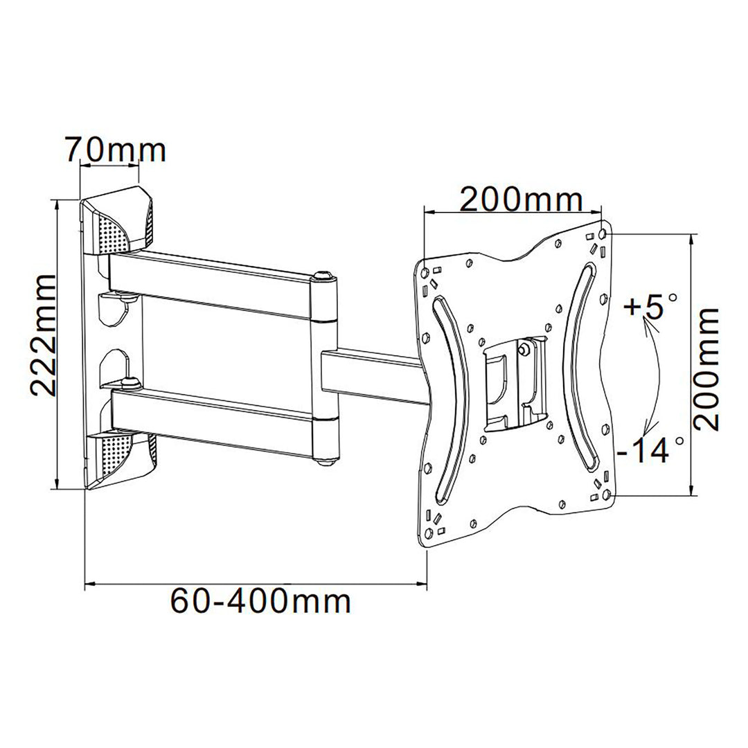 Cabletech support TV universel 13"-42" réglage vertical et horizontal UCH0214