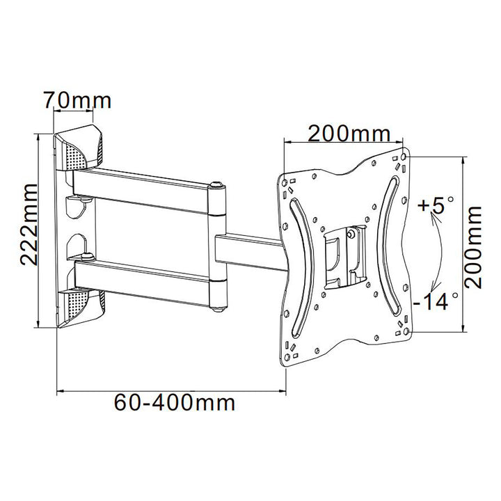 Cabletech support TV universel 13"-42" réglage vertical et horizontal UCH0214