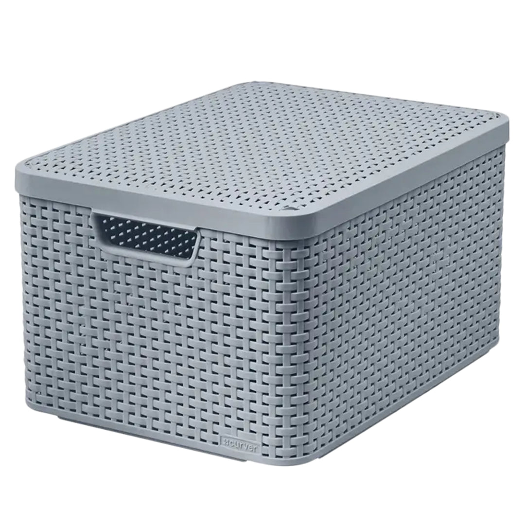 Panier Curver avec couvercle, multi-usages, 30 litres, gris clair, Style L