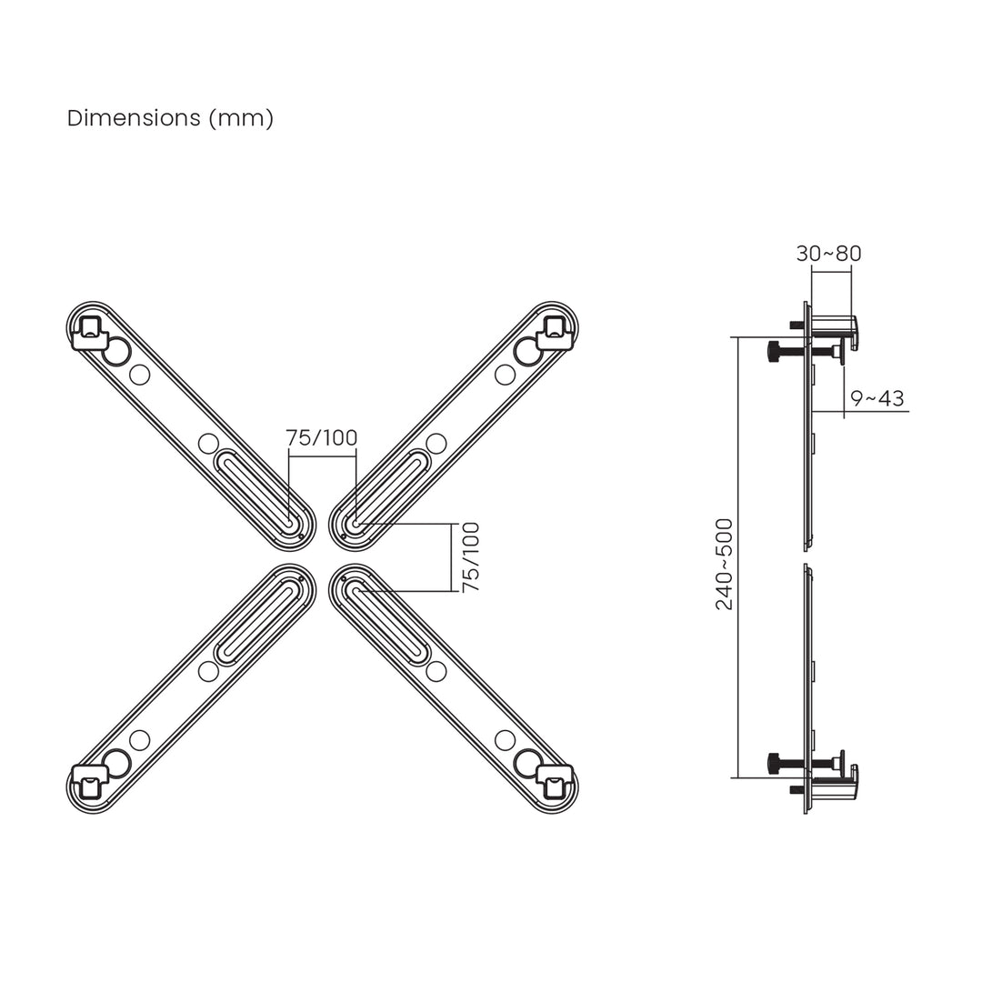 Maclean  MC-990 Adaptateur pour écrans sans trous au standard VESA  noir 17"-32" 10kg max