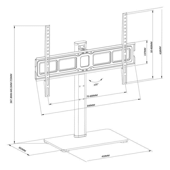 Meuble TV universel Maclean pour meuble RTV max 40kg max VESA 600x400 pour TV 32-75" MC-386