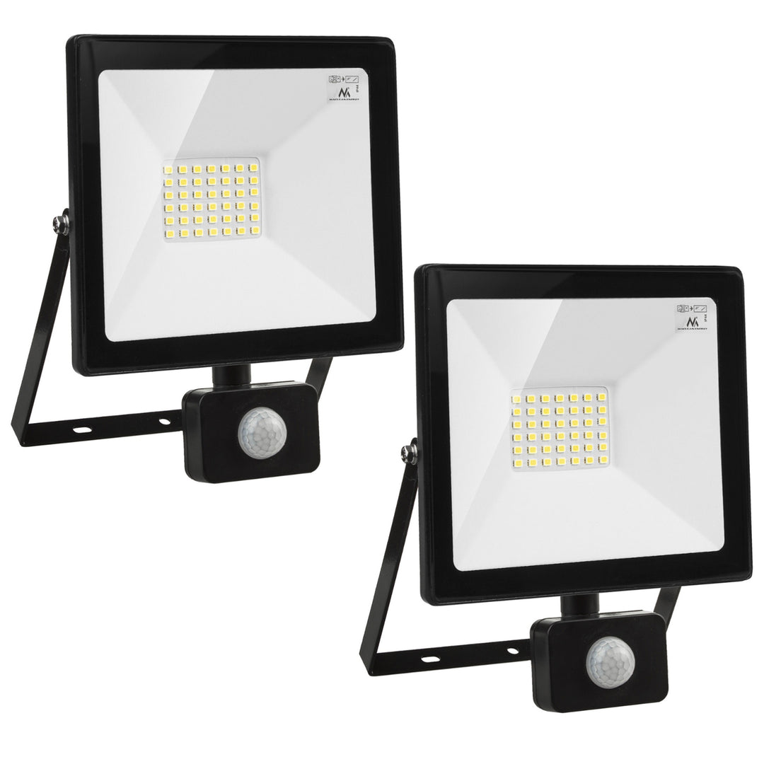 2x Projecteur LED avec détecteur de mouvement Maclean slim 30W 2400lm blanc neutre (4000K) IP44 MCE630 NW PIR