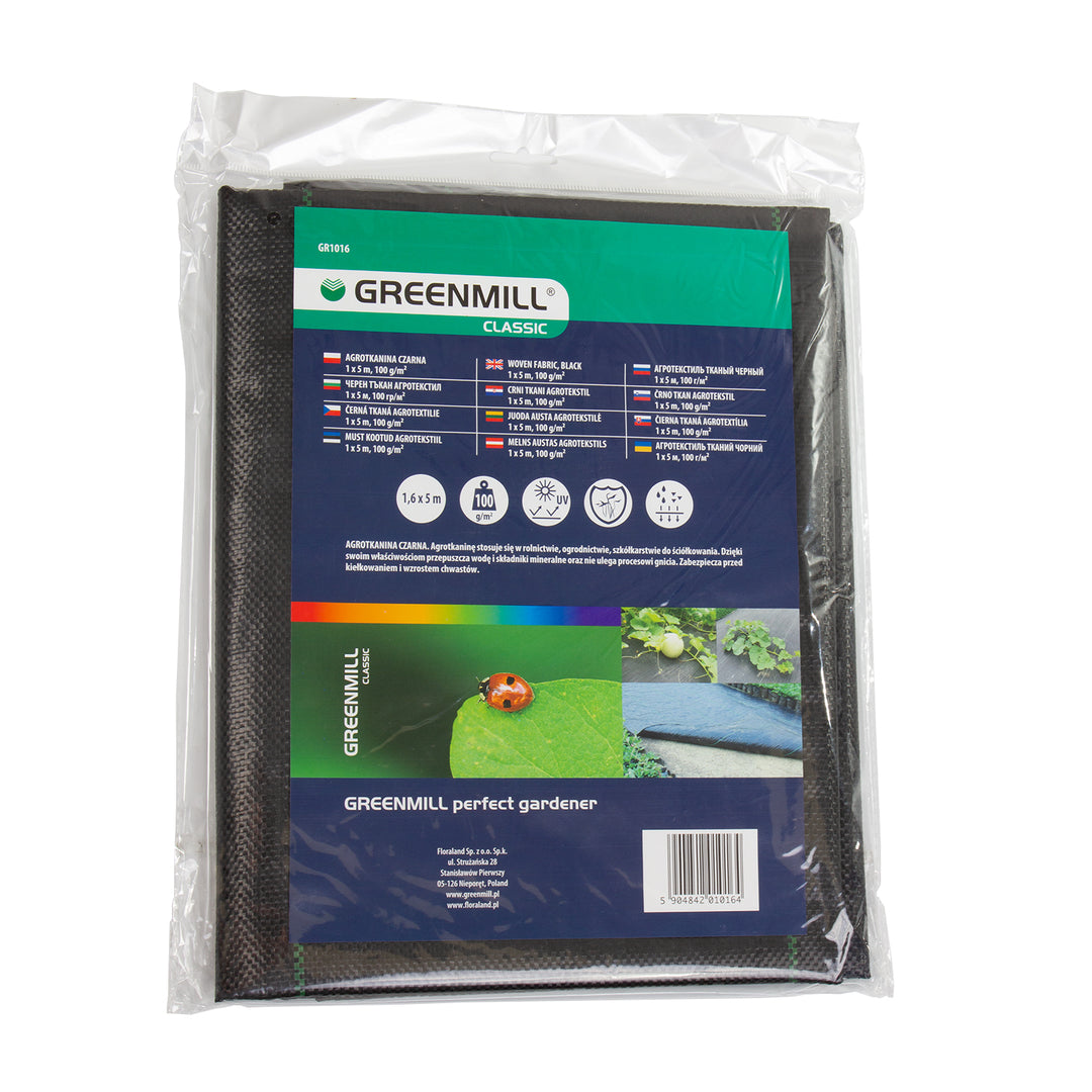 Greenmill agro-textile, anti-herbe, 100g, 1x5m, noir, GR1016