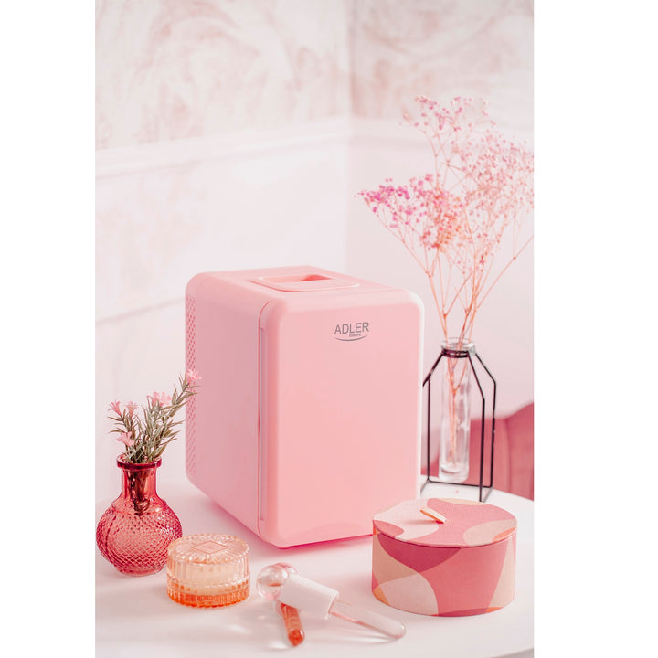Adler draagbare koelkast, koeling en verwarming, voor thuis en auto, 4L, roze, AD 8084