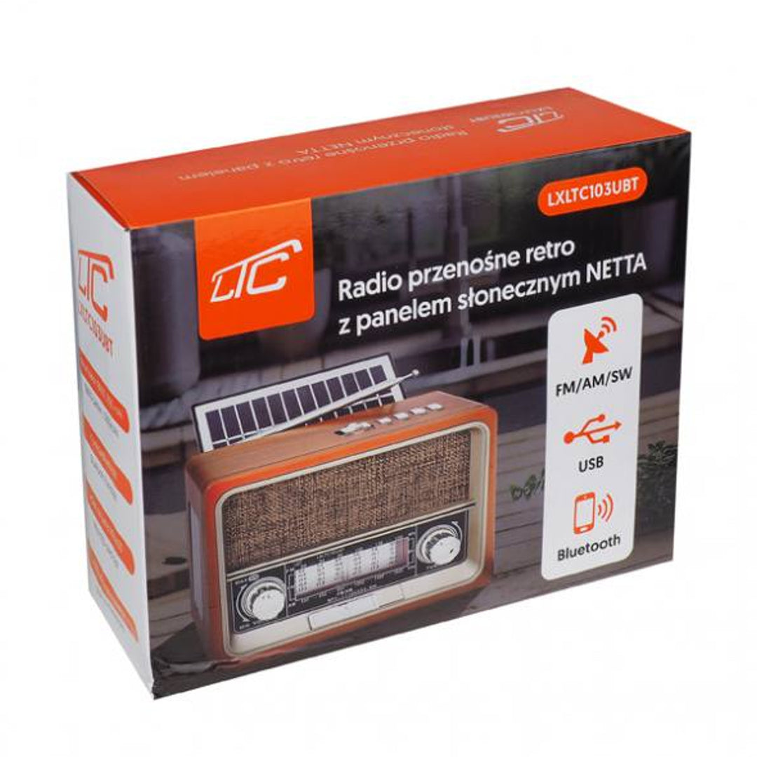 LTC draagbare radio, Bluetooth, FM/AM/SW, USB, zonnepaneel, LXLTC103UBT