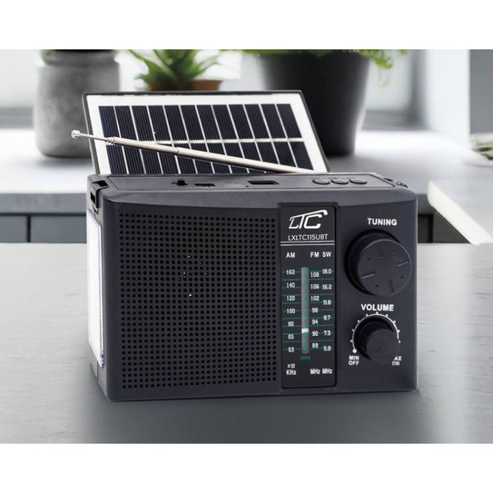 LTC draagbare radio, Bluetooth, FM/AM/SW, zonnepaneel, LXLTC115UBT