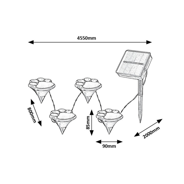 Lampes solaires Rabalux, 4 pièces, LED, IP44, batterie 600mAh, Wigry