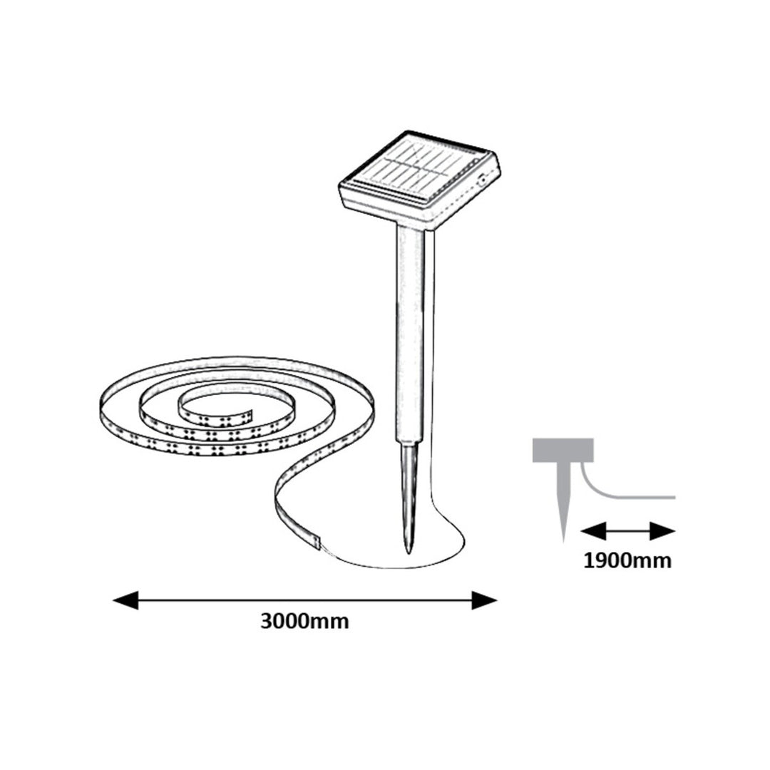 Rabalux zonnelamp, LED buitenstrip, 300 cm, IP44. Model: Ansoo.