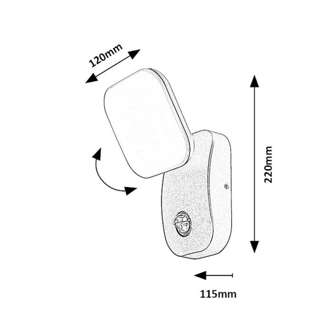 Rabalux lampe, applique, extérieur, LED 12W, détecteur de mouvement, IP44, Odiel