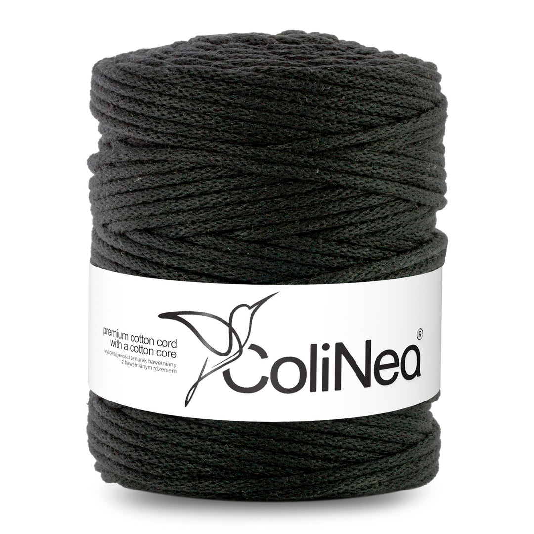 ColiNea, cordon en coton avec âme en coton, tressé, 5mm, 200m, noir