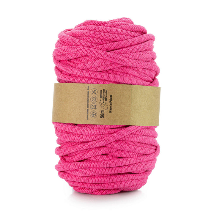 WAS, cordon en coton avec âme en polyester, tressé, 9mm, 50m, fuchsia