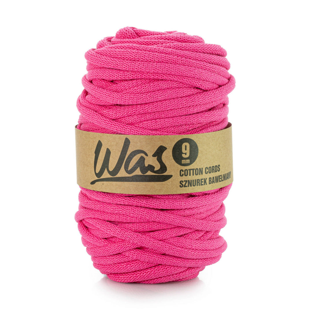 WAS, katoenen koord met polyester kern, gevlochten, 9mm, 50m, fuchsia