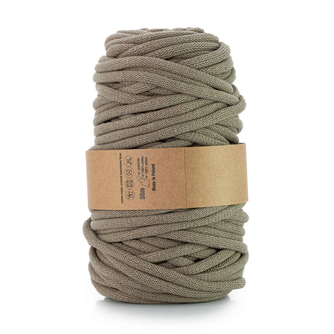 WAS, katoenen koord met polyester kern, gevlochten, 9mm, 50m, donkerbeige