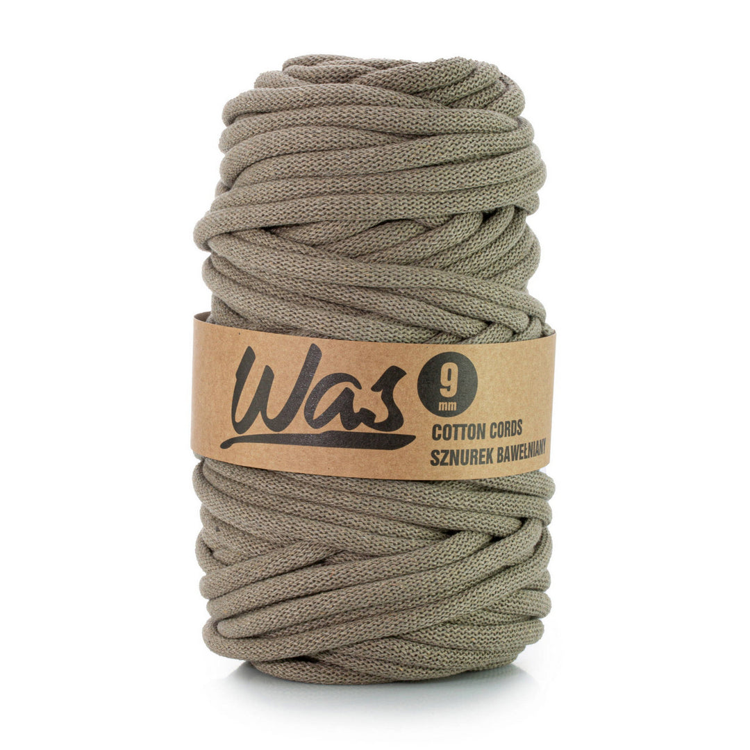 WAS, cordon en coton avec âme en polyester, tressé, 9mm, 50m, beige foncé