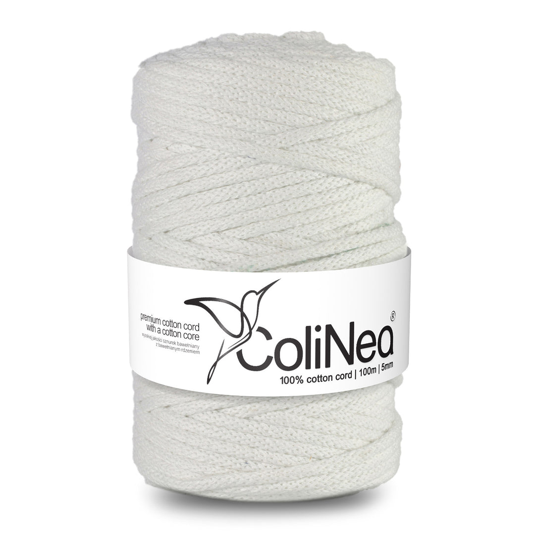 ColiNea, cordon en coton avec âme en coton, tressé, 5mm, 100m, blanc